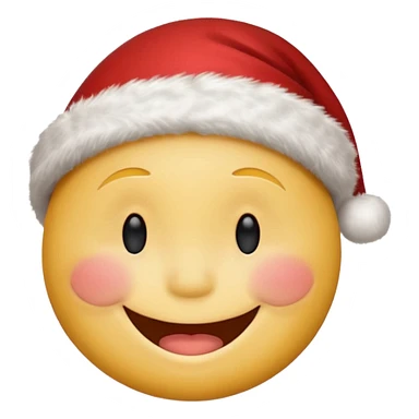 smiley face with closed eyes in a red Christmas hat sticker
