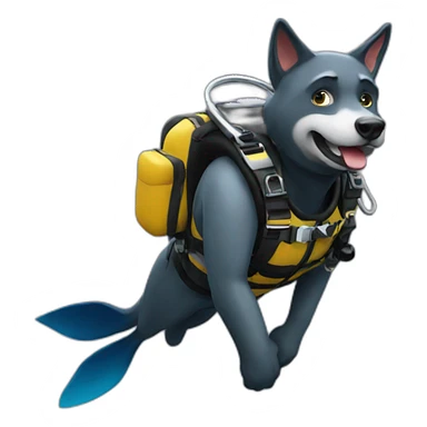 Wolfy scuba diving sticker