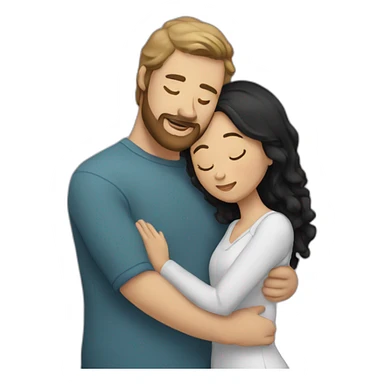 White man brown beard and hair hugging woman with long black hair sticker