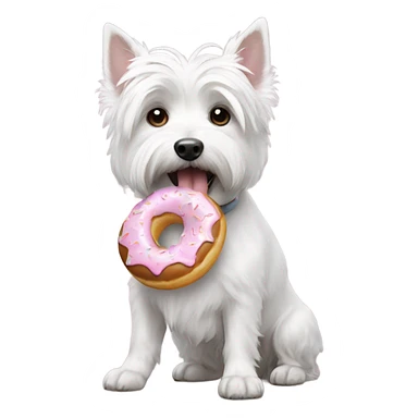Westie eating a donut  sticker