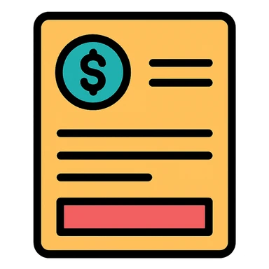 payroll icon showing a payslip or check, minimalistic sticker