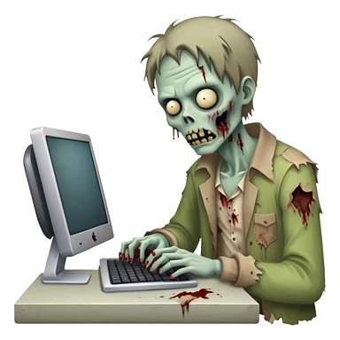zombie at a computer typing sticker