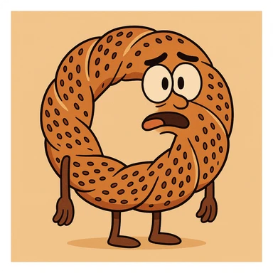 a simit, Turkish sesame bagel, cartoon style sticker