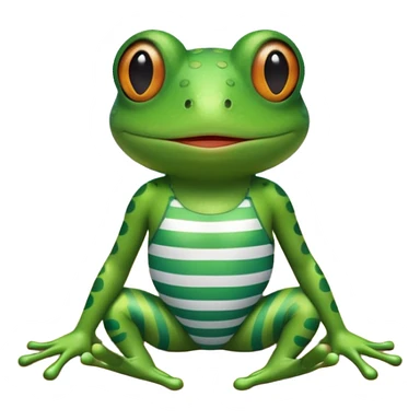Frog with stripey swimsuit on beach sticker