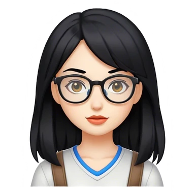 gamer girl with black hair and glasses sticker