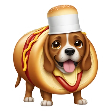Dog wearing a hot dog outfit  sticker