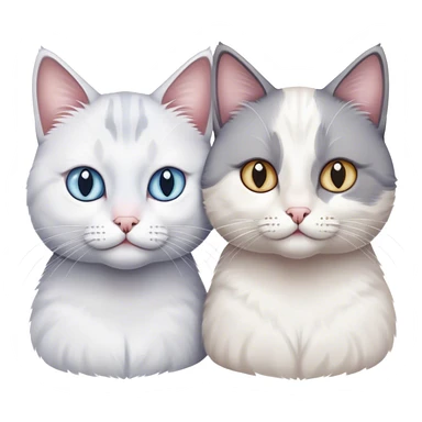 Two cat, one is white with different eyes color, another one is gray and white. sticker