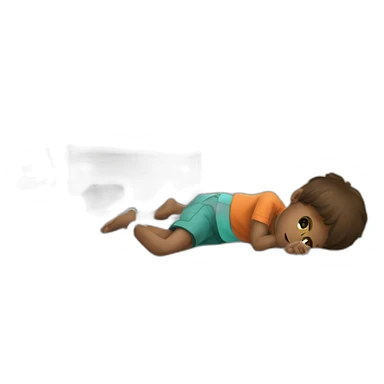 Boy playing with cell phone in his room lying down and wrapped up sticker