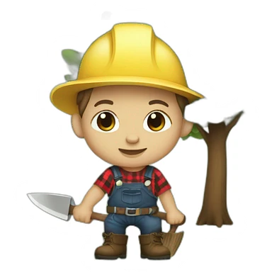 lumberjack baby cutting down trees sticker