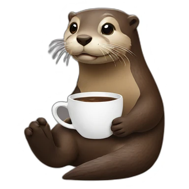 otter drinking coffee sticker
