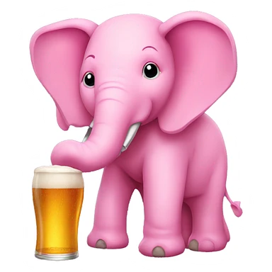 pink elephant holding a beer in his trunk sticker
