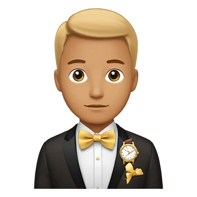 Male wearing watch + bow tie, highlight watch and bow sticker