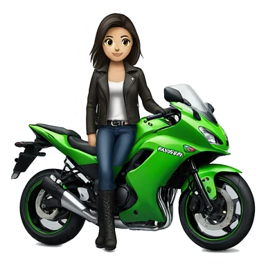 Kawasaki motorbike and girl brunette  sticker