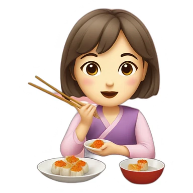 Girl eating dimsum sticker