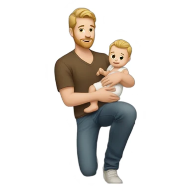 white man holding his baby sticker