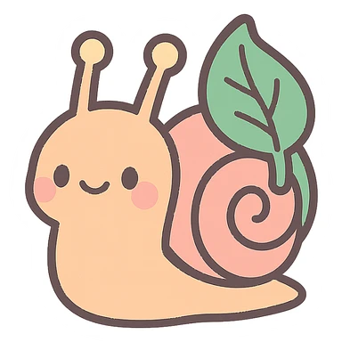 pastel snail with a leaf backpack, kawaii soft nature tone, vibrant-toon style sticker