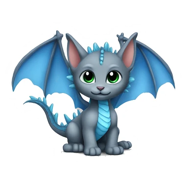 blue dragon wings on grey kitten sticker