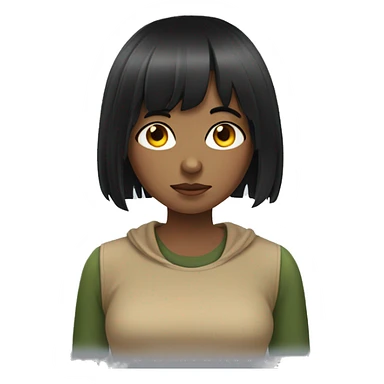 girl with black hair and bangs bored in front of the computer sticker