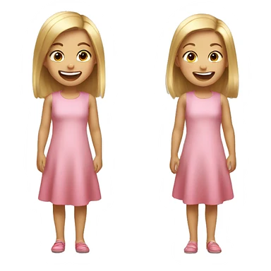 Little girl with straight hair wearing a short pink dress laughing sticker