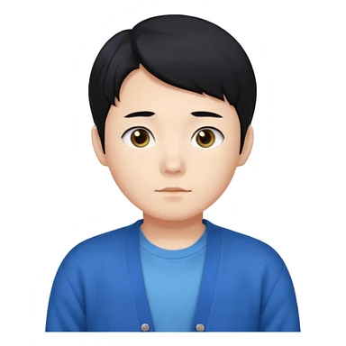 korean boy wearing blue cardigan black hair and white t shirt hazel eyes cute sticker