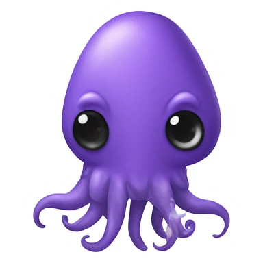 Purple squid plushie with black buttons as eyes sticker