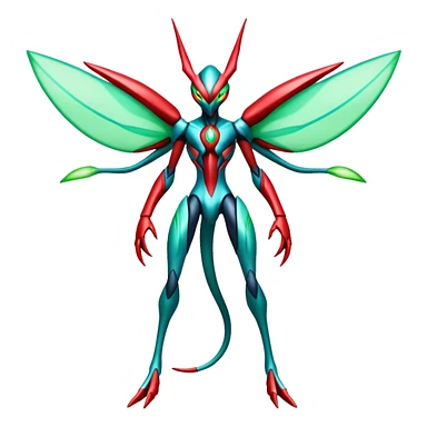 Cool Edgy Shiny Futuristic Ethereal Legendary Scizor-Deoxys-Digimon-Schyther-Flygon-hybrid full body sticker