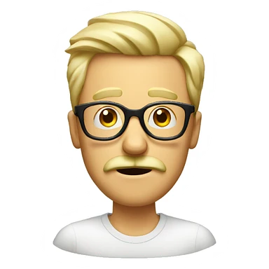 very shocked man with moustache and glasses, blond sticker