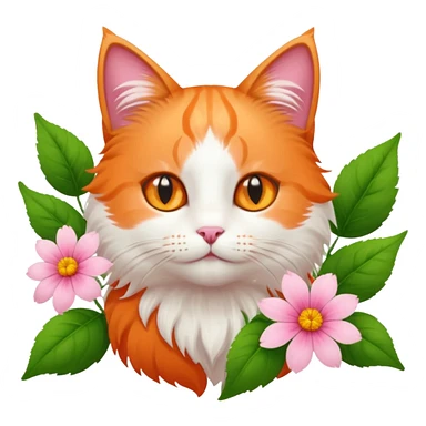 Cat and flower sticker