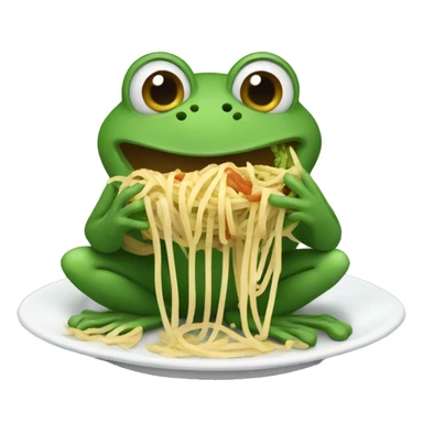 Frog eating spaghetti  sticker