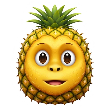 pineapple, emoji style, similar to orangutan face emoji style, subtle highlight sticker