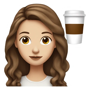 White girl with long brown hair with coffee  sticker