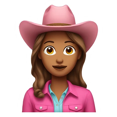 brown hair woman wearing pink cowboy hat  sticker