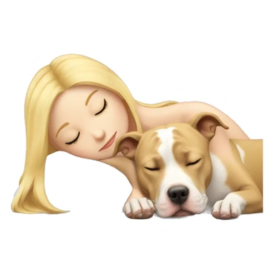 blonde girl sleeping with a blonde pitbull  sticker