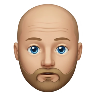 Shaved head with dark blonde beard and blue eyes with mouth closed sticker