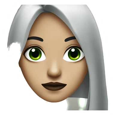 Brown goth girl with long black hair and green eyes portrait  sticker