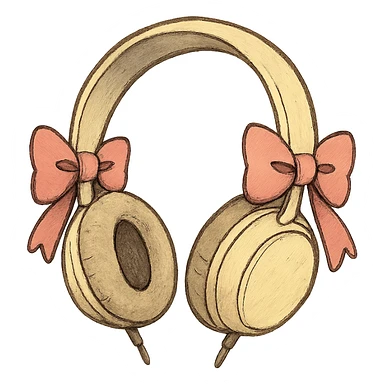ghibli style white headphones with pink bows sticker