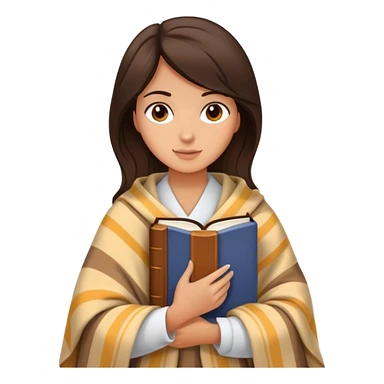 brunette with in a blanket with a book in her hands sticker