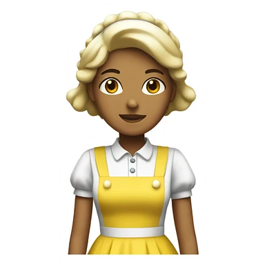 White maid wearing yellow pvc maid dress sticker