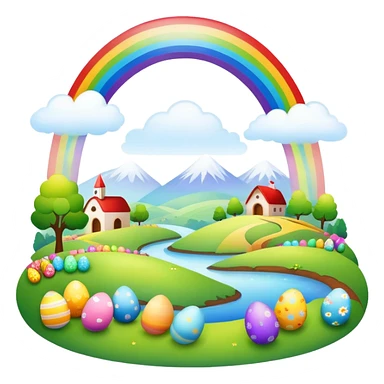 rainbow easter landscape  sticker