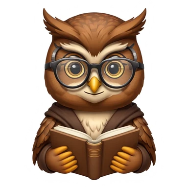 wise owl with glasses and book sticker