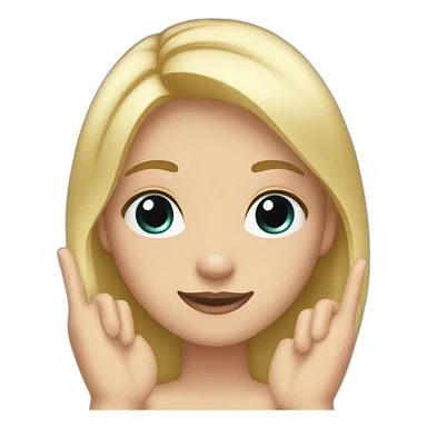 white skin girl with blonde hair showing ONLY THREE out of five fingers up on her ONE hand sticker