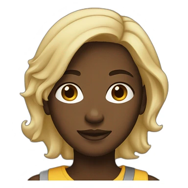 A dark-skinned young adult with half-black, half-blond hair. sticker