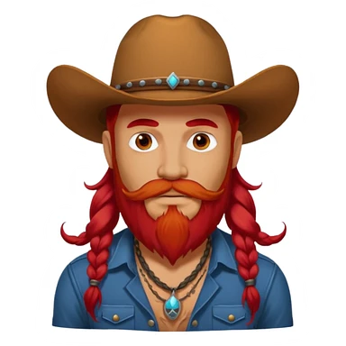 mustached cowboys with tattoos on face and bead and long red hairs sticker