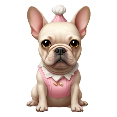 cream french bulldog in a pig outfit   sticker