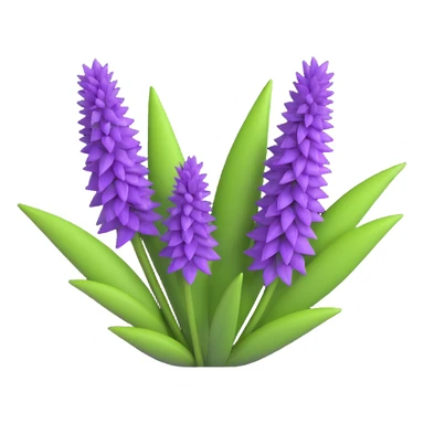 3D iOS style illustration of Salvia nemorosa (woodland sage), upright purple flower spikes, green leaves, realistic and vibrant sticker