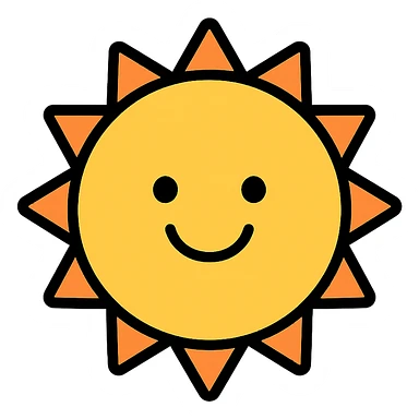smiling sun icon with color outlines sticker