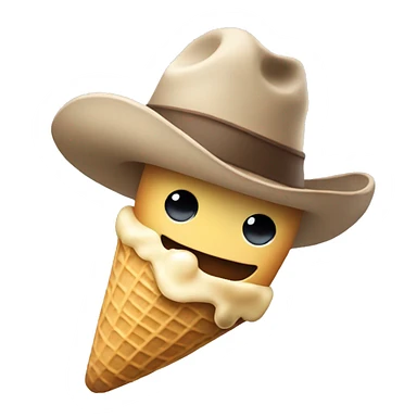 Peanut eating ice cream with a cowboy hat sticker