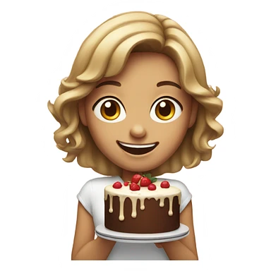 smiling girl with cake sticker