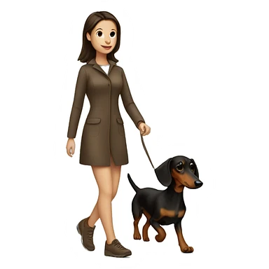 brunette girl walking dachshund sticker