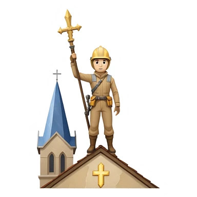 steeplejack man lightning strike on a church spire sticker